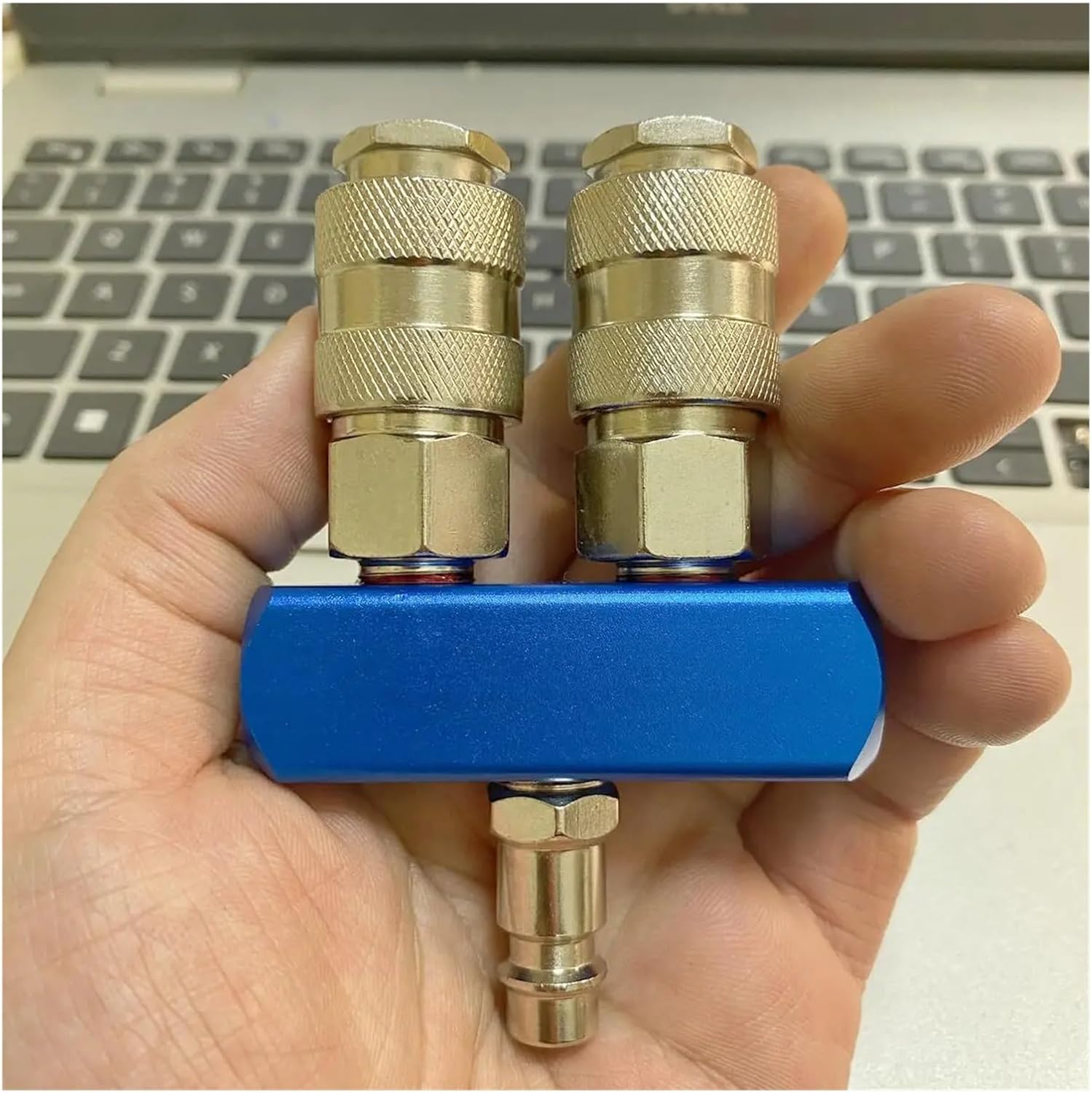 2/3/4 Ways EU Type Pneumatic Manifold Splitter Coupler Quick Fitting Air Pump Compressor Connector With G1/4 Thread Plug(4 Ways with plug)