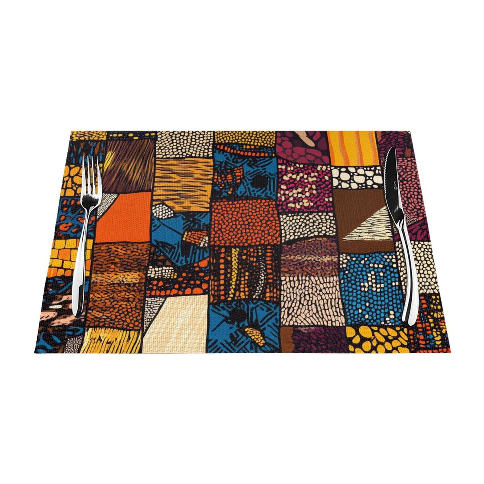 Set de table africain PVC antidérapant et résistant à la chaleur x6