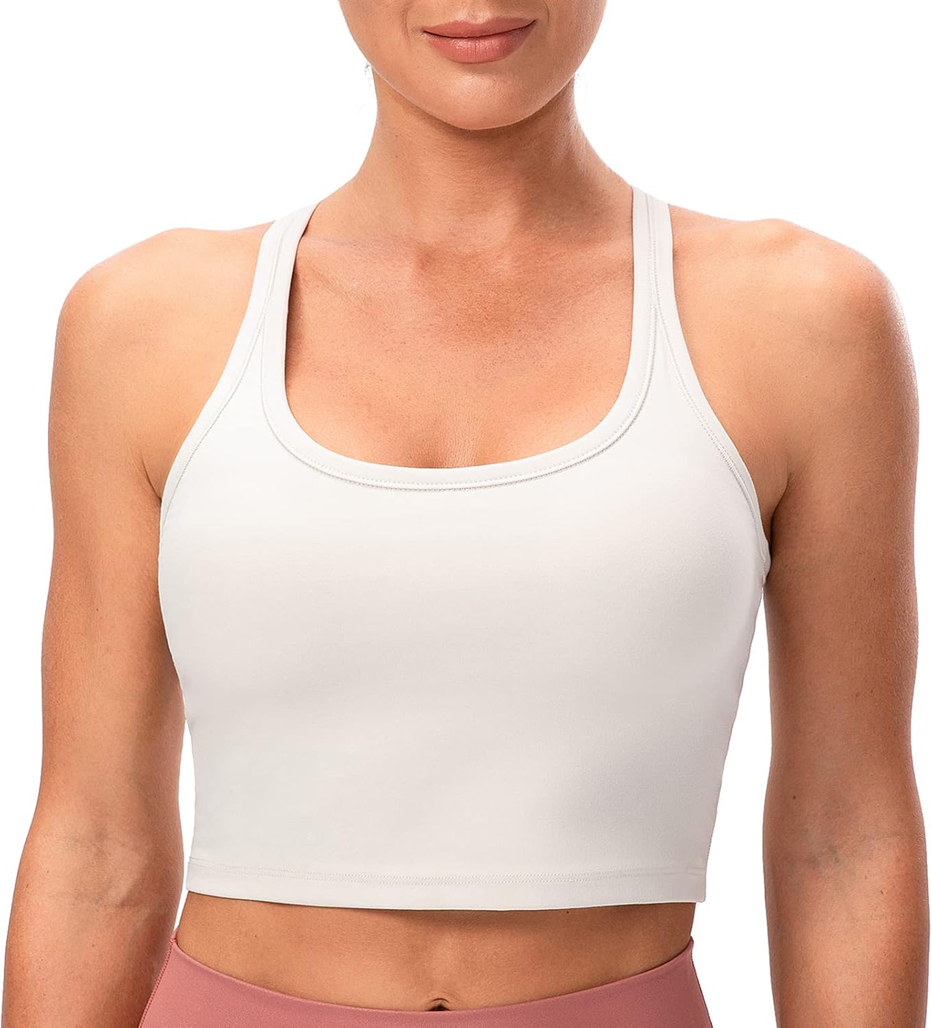 Lavento Women's Racerback Sports Bras Yoga Crop Top with Built in Bra - Image 2