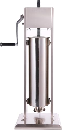 Miniatura 37 de Relleno de salchichas eléctrico comercial, de acero inoxidable, máquina de salchichas vertical de 12 litros/25 libras con 4 tubos S/S, relleno