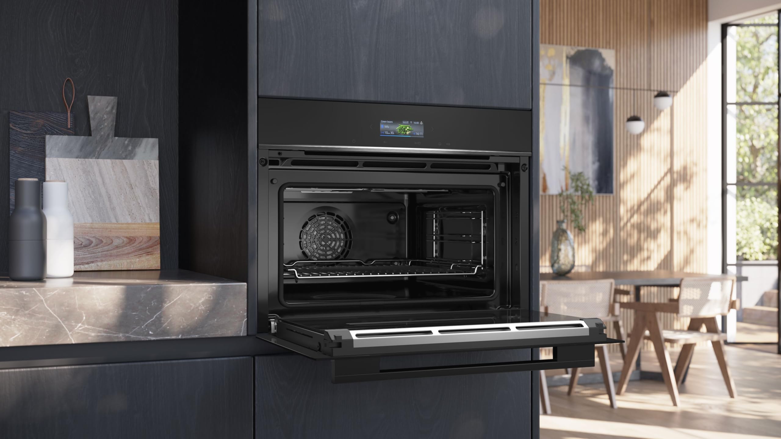 Siemens iQ700 CB774G1B1 Einbau-Kompaktbackofen 60 x 45 cm Schwarz activeClean Pyrolyse Air Fry Touchscreen