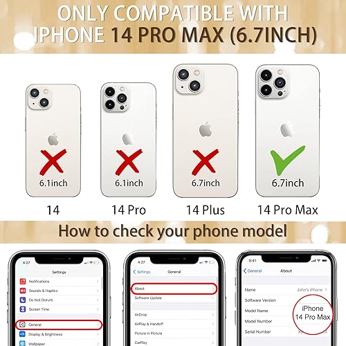Miniatura 2 de Petitian Funda para iPhone 14 Pro Max, bonitas fundas de corazón con purpurina para iPhone 14 Pro Max, cubierta femenina chapada en oro para 14 Pro