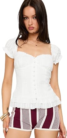 Princess Polly Women's Suiter Frill Detail Top
