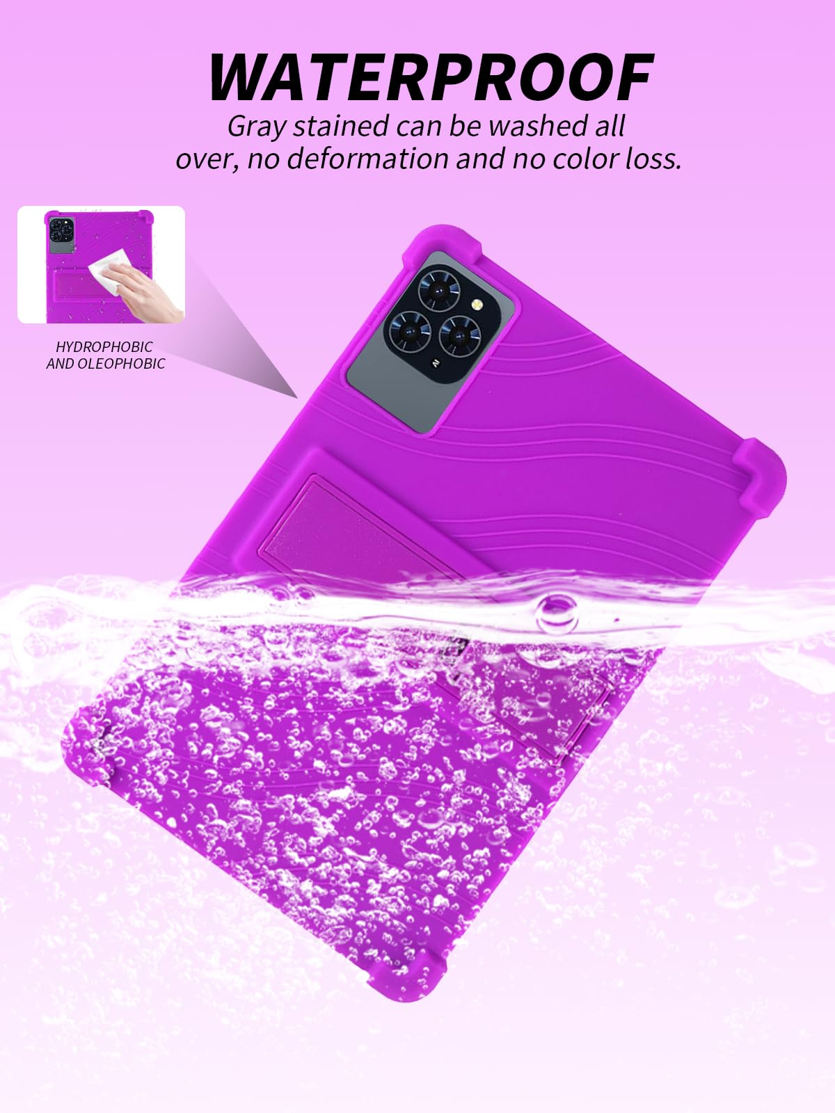 Funda protectora para tablet TABWEE T90/TABWEE T90EX de 11 pulgadas 2026, funda de silicona suave para niños de yystao con soporte ajustable (Violeta)