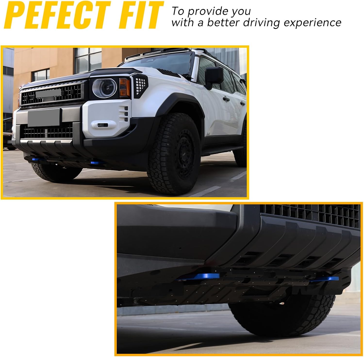 Front Tow Hook Kit for Land Cruiser 250 LC250 (2024-2025) Accessories Front Tow Hook Lightweight Design Aluminum Alloy Direct Bolt-on, Blue