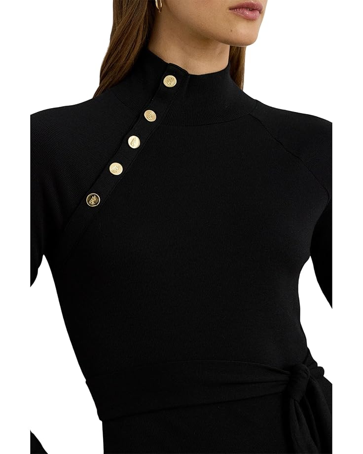 Lauren Ralph Lauren Button-Trim Rib-Knit Mock Neck Dress - #3 of 3