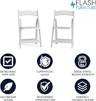 Vista 3 de Flash Furniture HERCULES Series - Silla plegable de madera blanca con asiento acolchado de vinilo