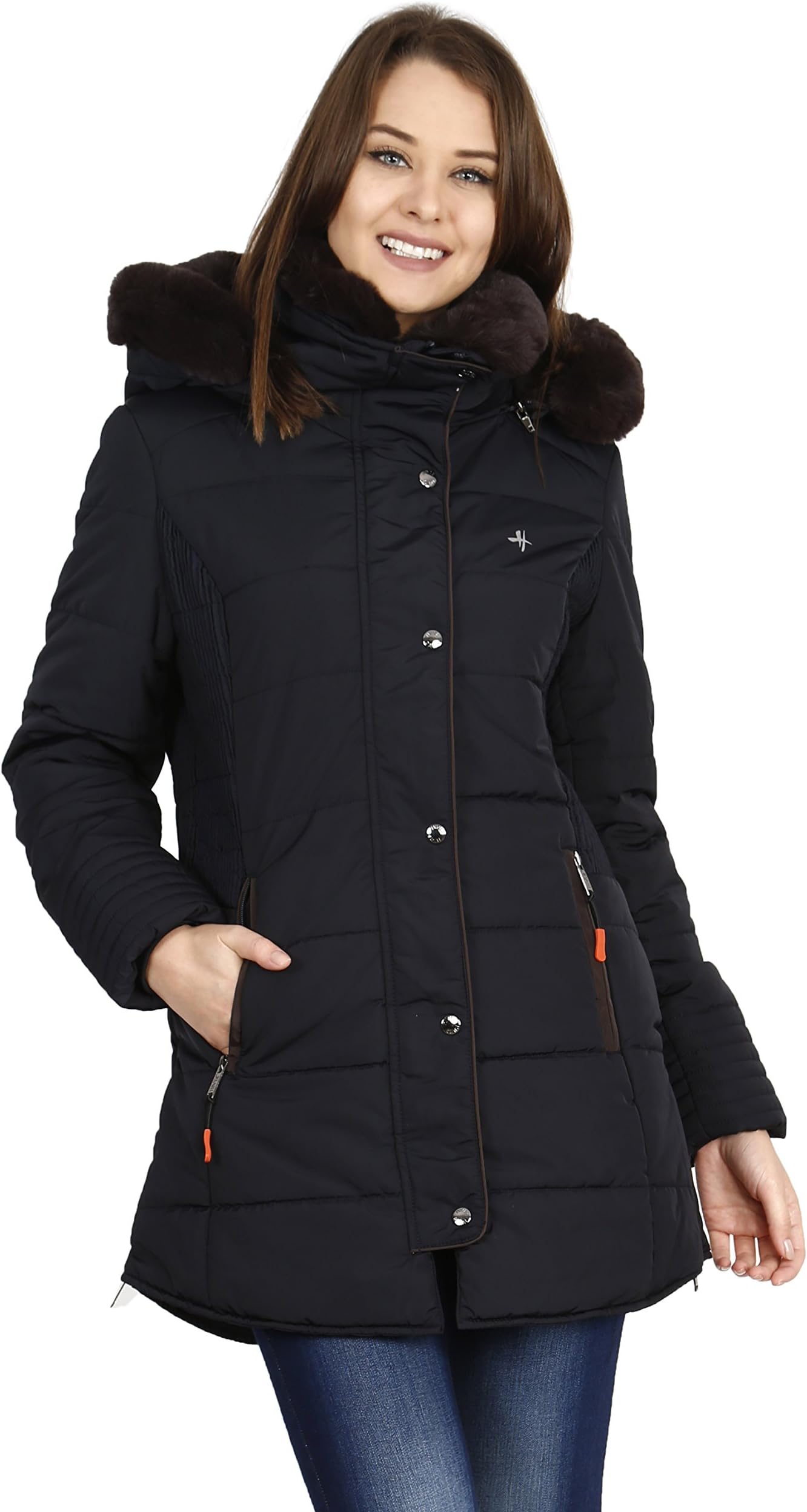 HIVER Women's Nylon Jacket Water Proof Full-Sleeved Winter Jacket with Hood for Minus Degree