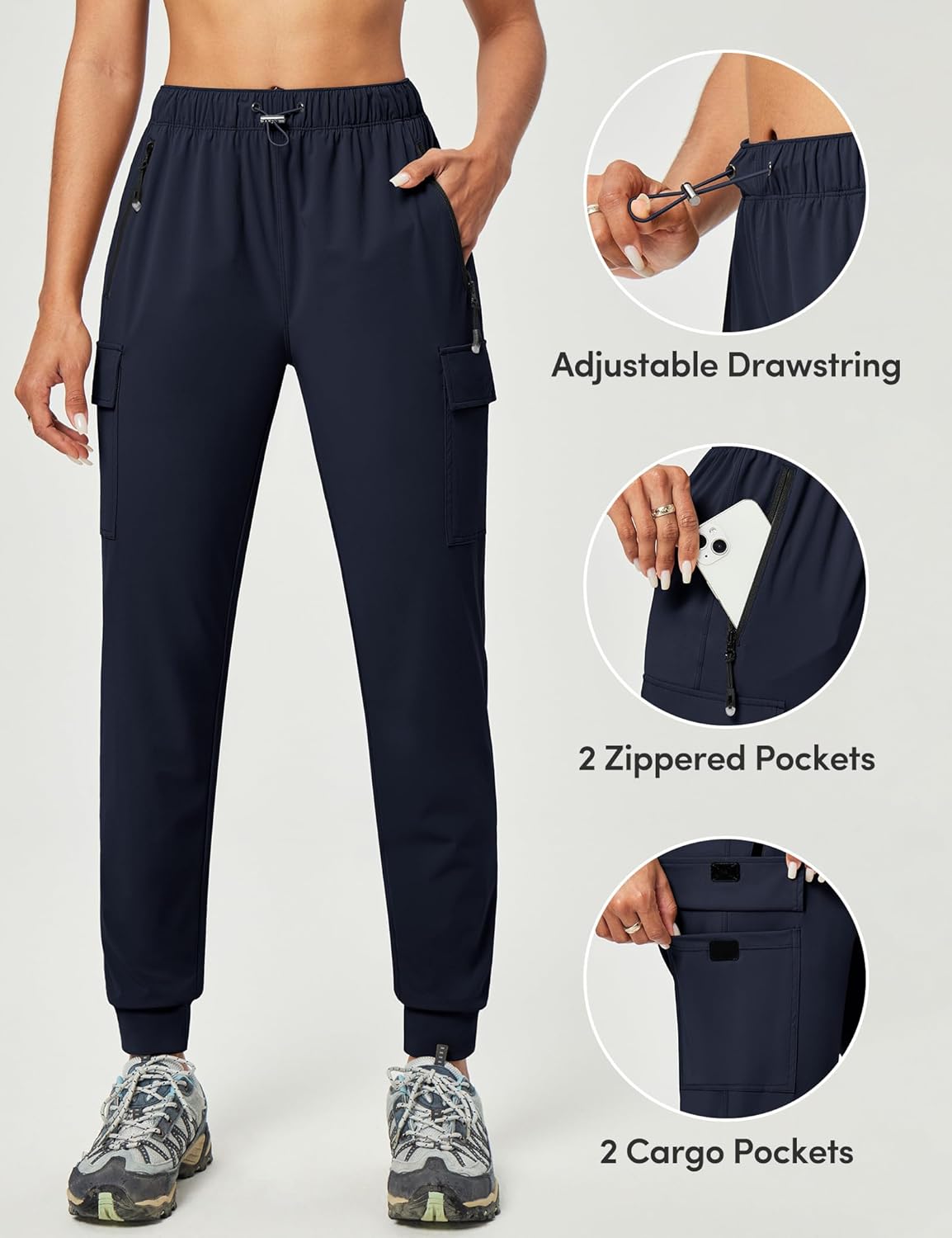 IUGA Women's Hiking Pants Cargo Joggers for Women with Pockets Lightweight Stretchy Quick Dry Travel Athletic Outdoor UPF50+ - Image 5