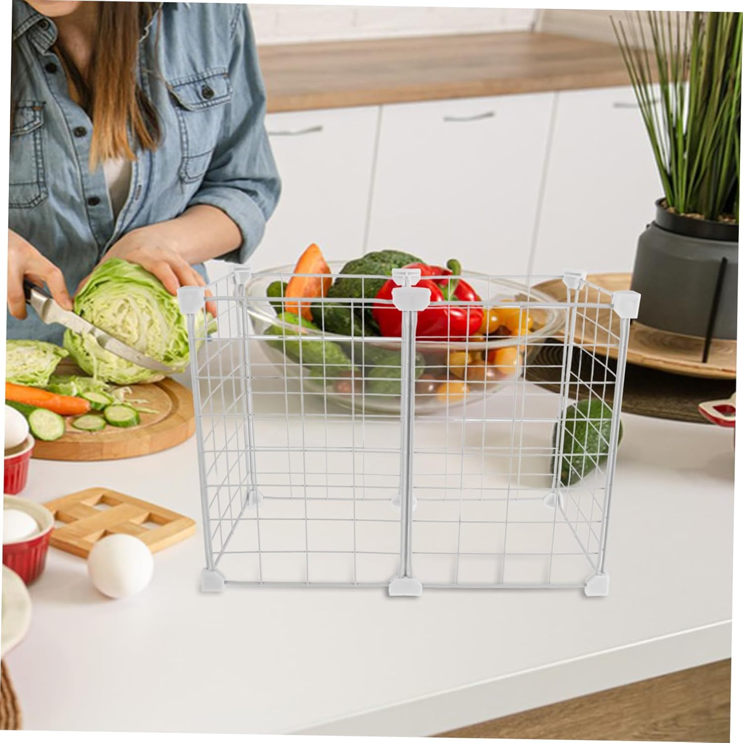 VICASKY Chest Freezer Organizer Bins Adjustable Wire Dividers for Deep Freezer Sturdy Metal Storage Containers for Seafood and Multi-layer Organization