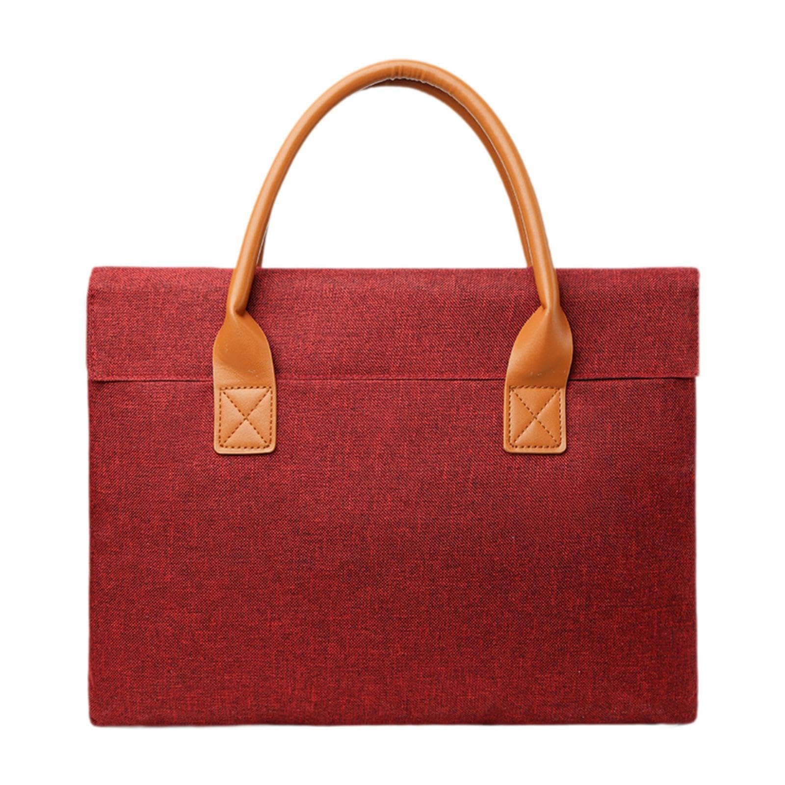 fashionmyday Fashion My day Men Women Briefcase Business Stylish Notebook Bag for Commuting Travel 43x31x4 cm Red-picture-45