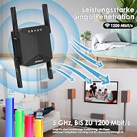zoeyzoey 1200 Mbps WiFi erősítő, Dual Band WLAN repeater 5GHz és 2.4GHz, WPS funkcióval 6