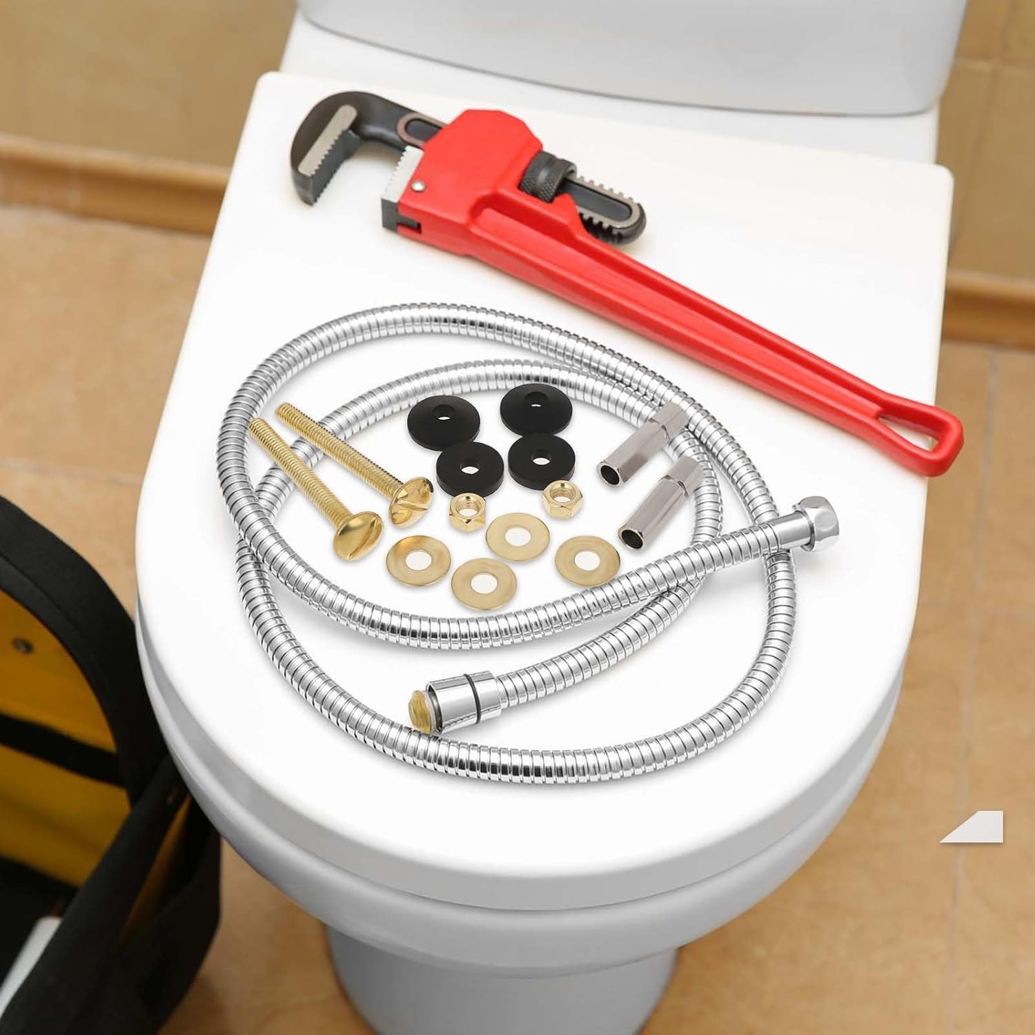 2 Pcs Universal Toilet Tank to Bowl Bolt Gaskets Kits Heavy Duty Toilet Tank Bolts Upgraded Toilets Seat Screws Replacement Kit with Brass Plated Bolts Rubber Washers Toilets Repair Parts Inside Tanks