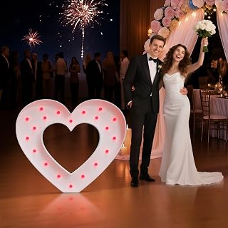 Mr & Mrs Marquee Heart, Light up Heart for Wedding Decor, Mr and Mrs for Romantic Engagement Anniversary Proposal Party Decorations