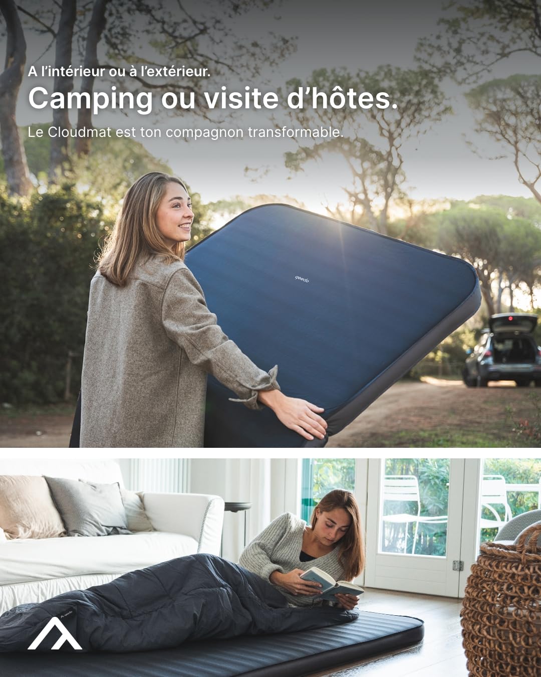 qeedo Cloudmat Double M - Matelas de Camping Gonflable/autogonflant pour 2 Personnes,Compact et léger,imperméable et résistant au Froid,Stable et Robuste, transportable - 200 x 110 x 7,5 cm - 4,1 kg