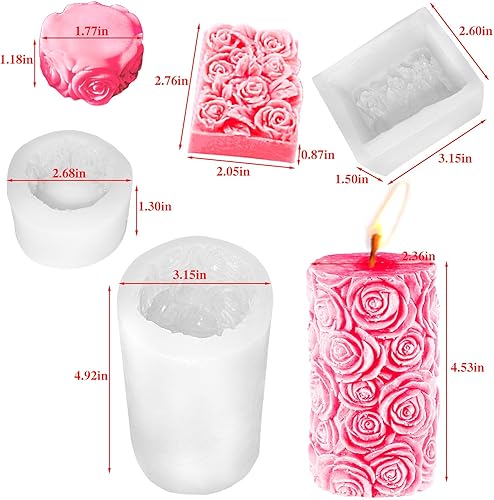 Miniatura 6 de Acxydm 3 moldes de silicona para el día de San Valentín, molde grande para velas de pilar y moldes de flores, moldes de silicona para velas de rosa,