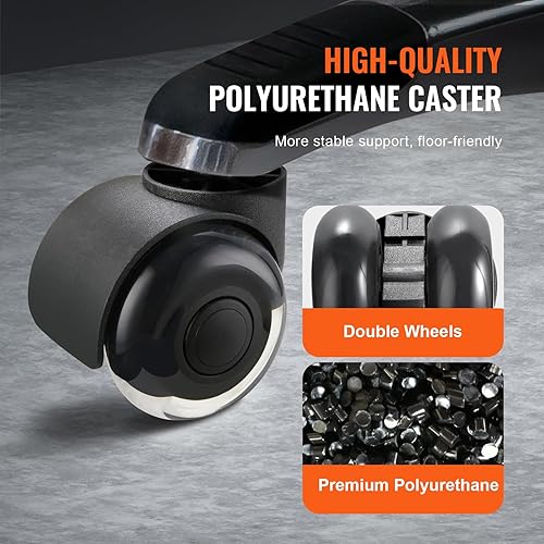 Miniatura 3 de VEVOR Ruedas para silla de oficina, juego de 5, ruedas giratorias de 2 pulgadas de repuesto para suelos de madera dura y alfombras, ruedas de