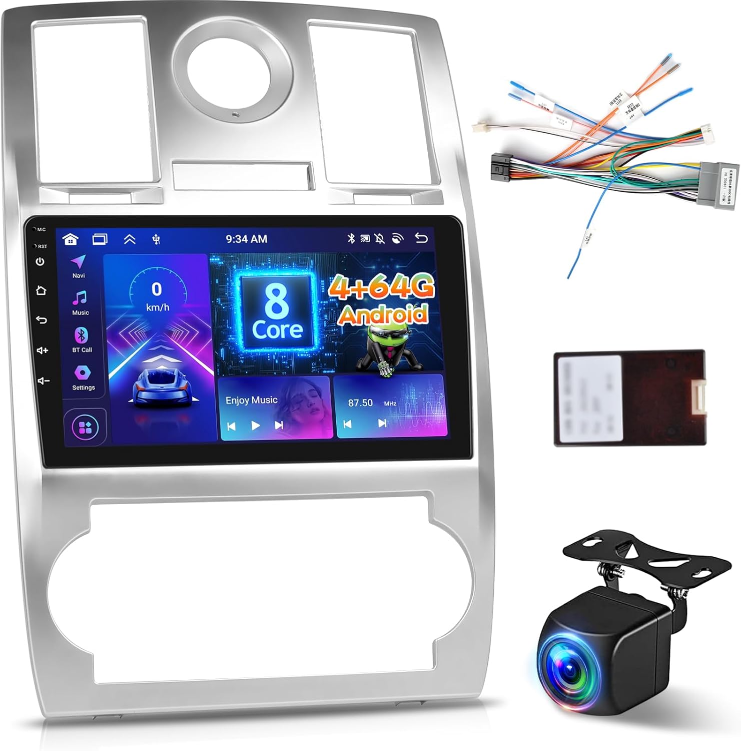 [8-Core 4+64G] Android Car Stereo for Chrysler 300 300C 2004-2011, 9 inch IPS Touchscreen Chrysler Radio - Wireless Carplay and Android Auto, 5G/WiFi, DSP/32EQ, GPS + Canbus + Rearview Camera