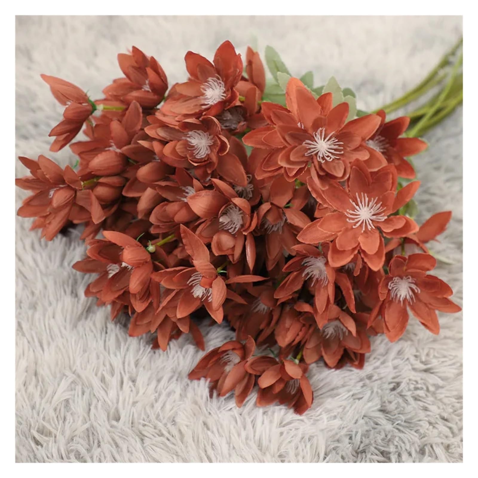 60 cm großer Seidenblumenstrauß in Blau, Orange, Rot, Champagner, Weiß, für Hochzeiten, Jubiläen, Heimdekoration (Rot, 10 Stück)