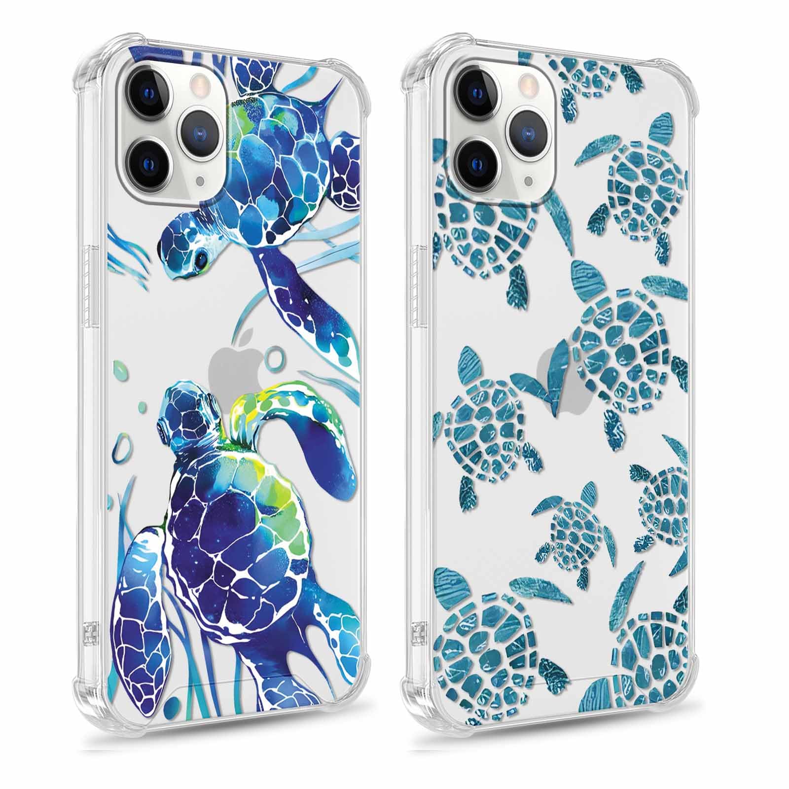 Yomjew 2 Pack Cute Blue Turtle Compatible with iPhone 15 Pro 6.1" Case, Cartoon Animal Aesthetic Design for Girl Women Men Clear Cases Soft Silicone