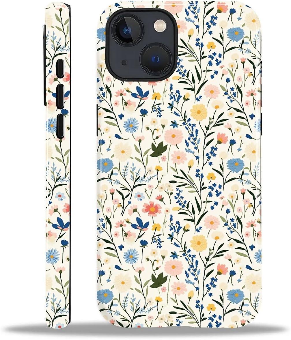 Magnetic for iPhone 15 Plus Case [Compatible with Magsafe] 2 in 1 Dual Layer Hard Shell Silicone Shockproof Cover,X Aesthetic Embroidery Floral