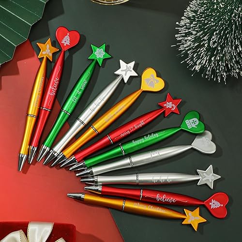 Miniatura 6 de Cholemy Bolígrafos de Navidad a granel con citas inspiradoras, regalos de Navidad, bastón de caramelo, pan de jengibre, copo de nieve, para niños y