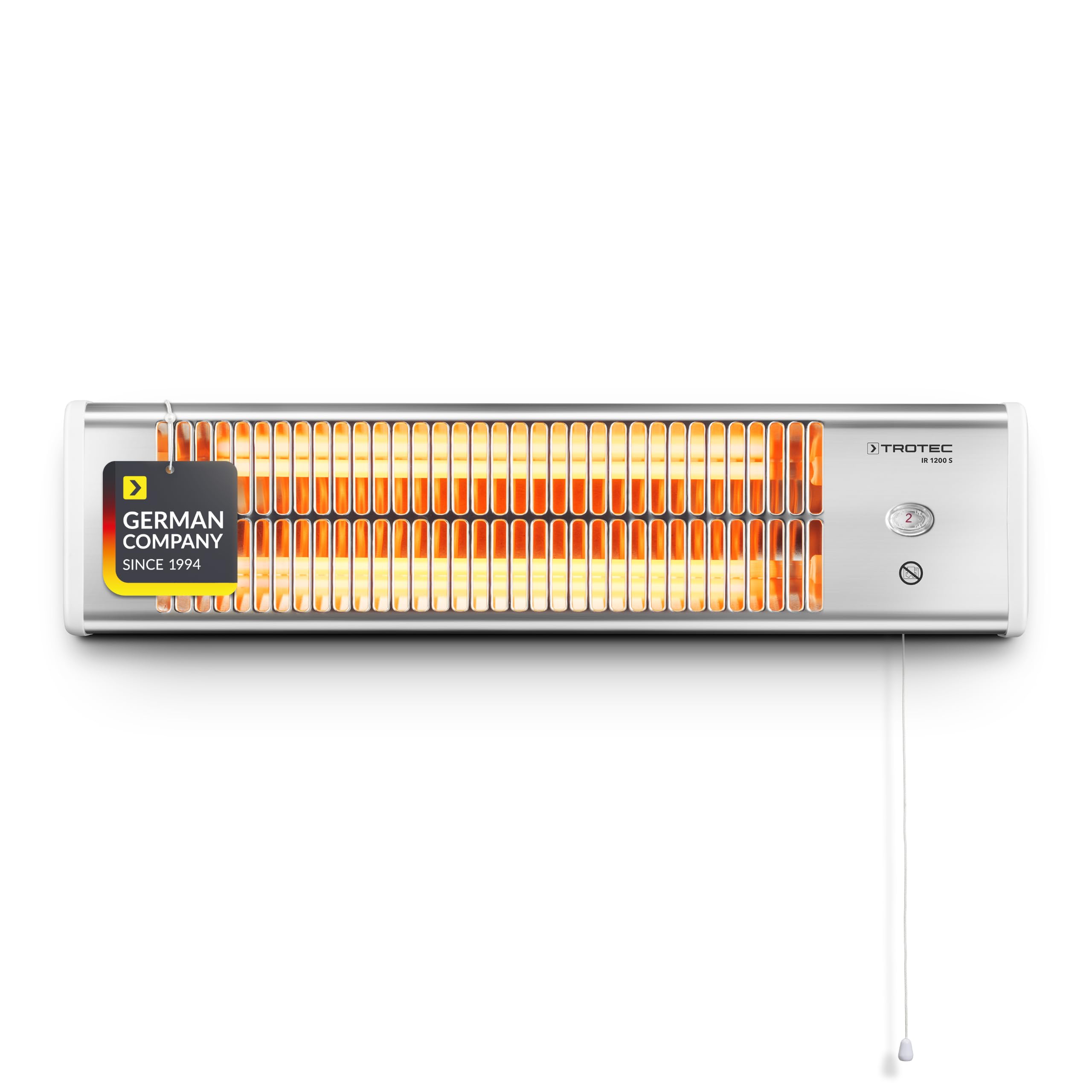 TROTEC Stufetta a infrarossi IR 1200 S con 2 livelli di riscaldament, IP24/ Calore pulito, senza condensa, inodore, asciutto e totalmente silenzioso