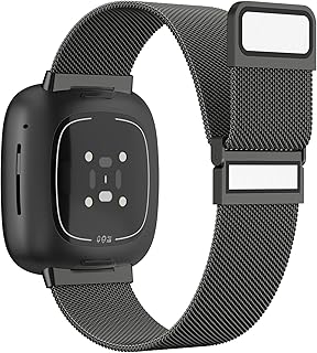 Tobfit Bands Compatible with Fitbit Versa 4/Fitbit Sense 2 & Fitbit Versa 3/Sense Watch Band for Women Men, Stainless Steel Metal Mesh Magnetic Wristband Replacement for Fitbit Versa 4/3 & Sense 2/1 Smartwatch