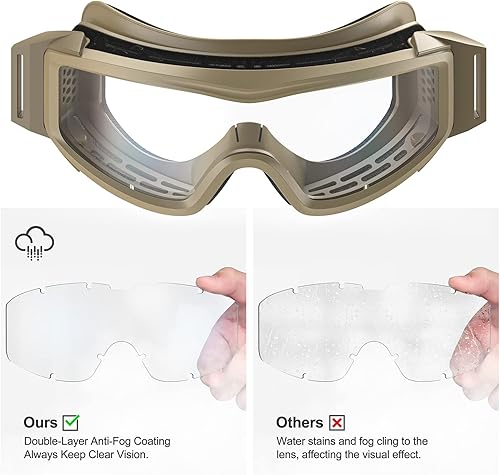 Miniatura 3 de XaegisTac Gafas antiempañamiento Airsoft de seguridad con lentes intercambiables gafas militares balísticas para tiro caza deportes al aire libre