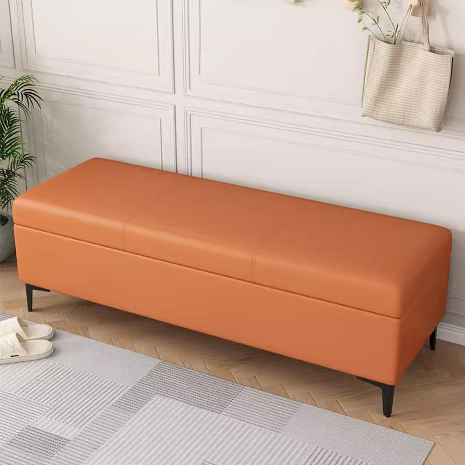 Banc a chaussures avec rangement cache en cuir parfait pour salon