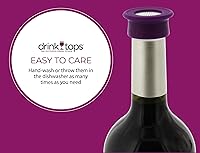 Vista 12 de Drink Tops - Fundas para botellas ventiladas, paquete de 2, color negro y blanco, fundas de silicona sin BPA para proteger el vino de elementos al