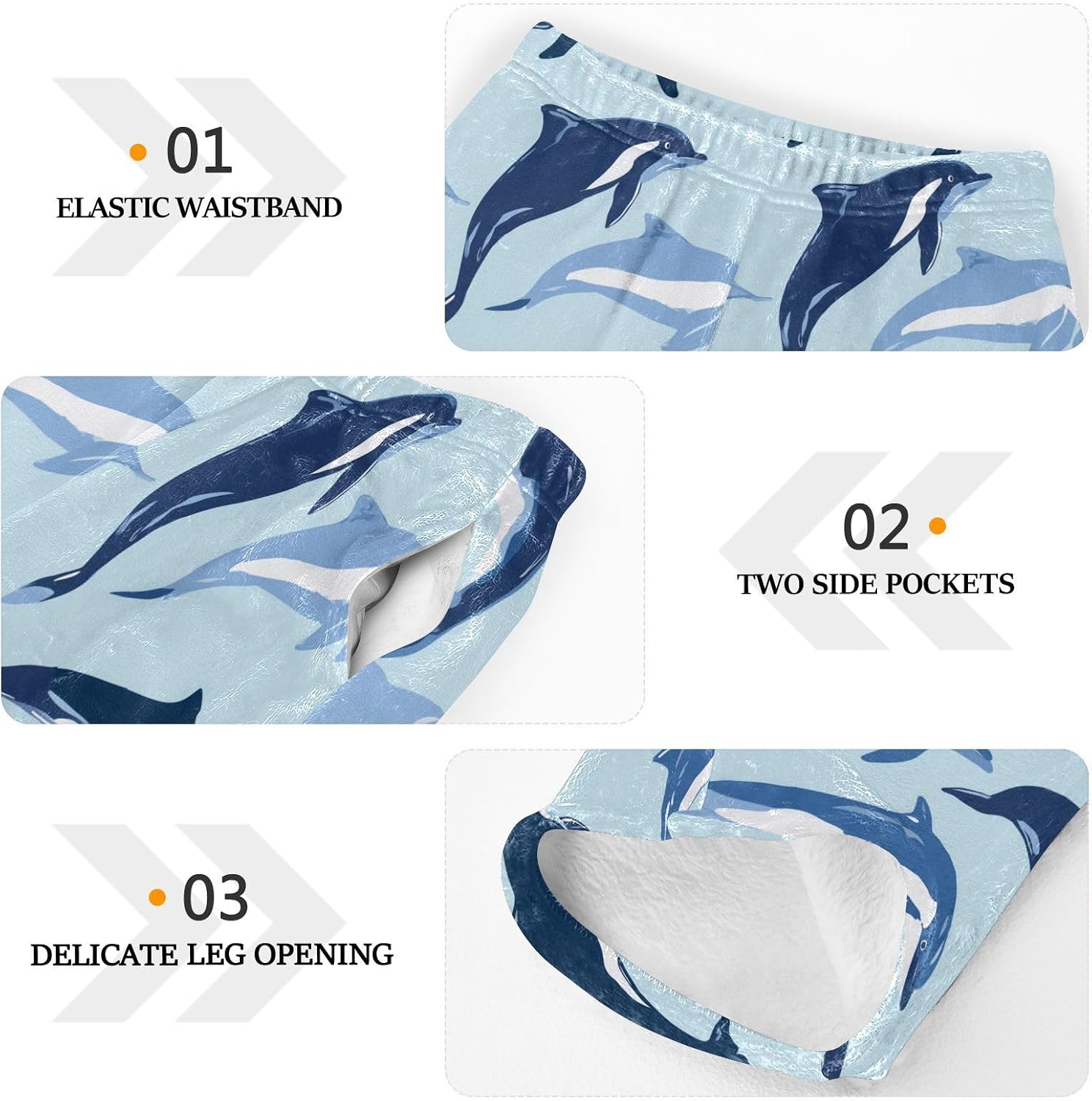 Playful Dolphins Boys Pants for Kids Fleece Bottoms Long Jogger Pants Trousers with Pockets Size 6-14Y