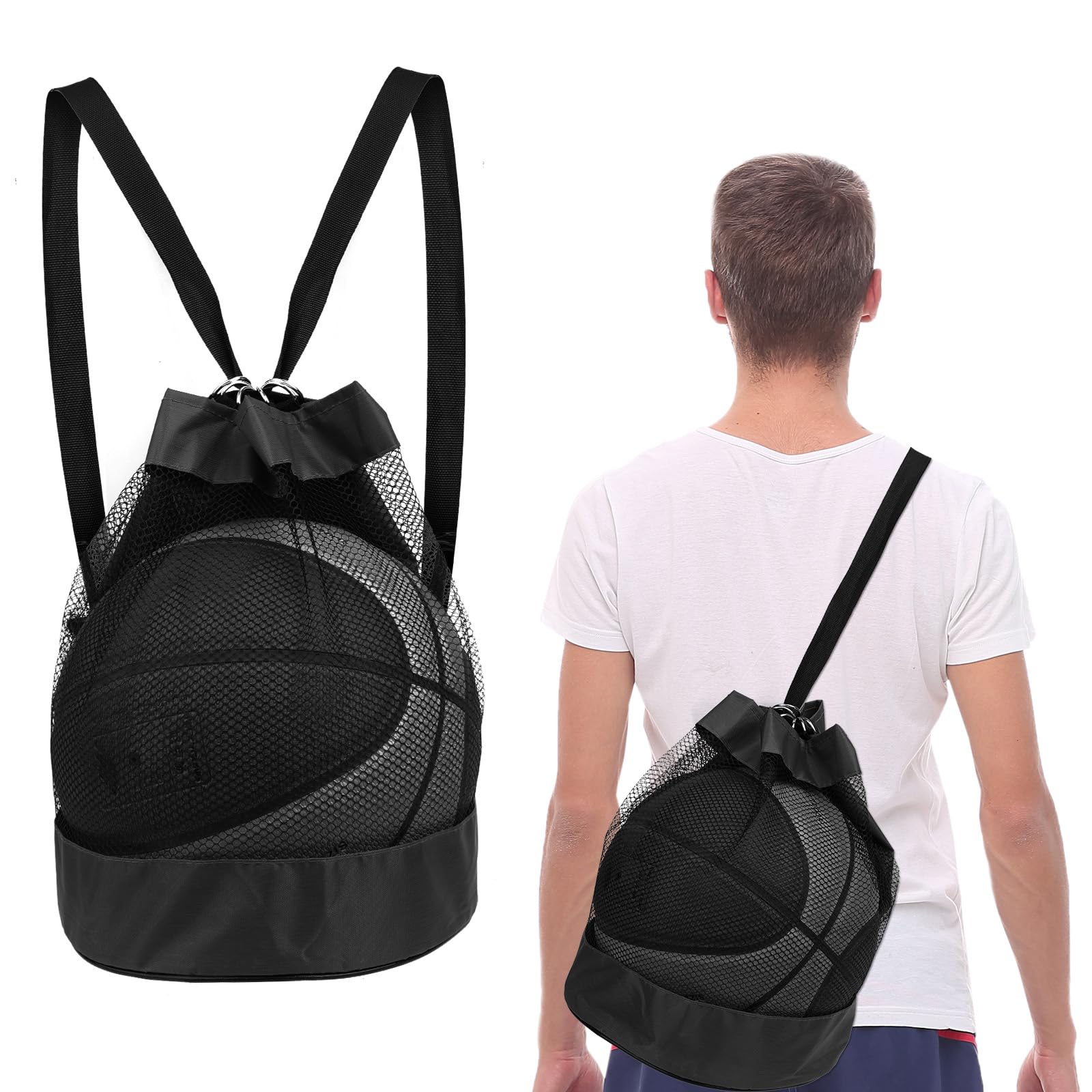 Molain Bolsa de Malla Multiusos para Pelotas - Fútbol, Baloncesto, Tenis, Voleibol, Rugby - Mochila Portátil para Playa y Gimnasio