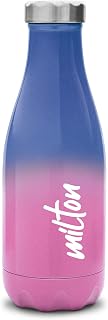 MILTON Prudent 350 Thermosteel Bottle, 360 ml Water Bottles, 24 Hours Hot and Cold, Easy to Carry, Easy Grip, Rust Proof, Tea, Coffee, Office, Travel Bottle, Pink Blue