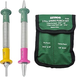 2-Pieces Spring Tools, Hammerless Spring Punch Tool, Hinge Pin Punch 3/32", 1/8" Spring Tools Set, Center Punch 1/8", 3/16" Spring Setter-2 Pcs(Pin & Center Punches)