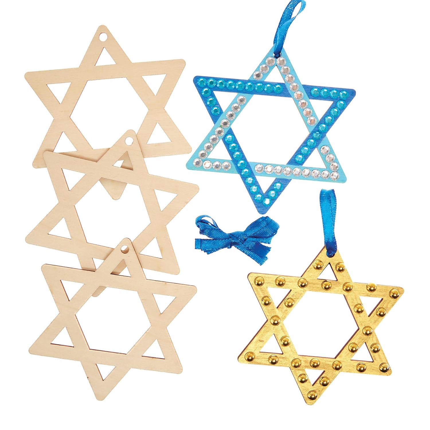 Baker Ross FX940 Star of David Wooden Decorations - Pack of 10, Religious Education Arts and Crafts Kits for Kids