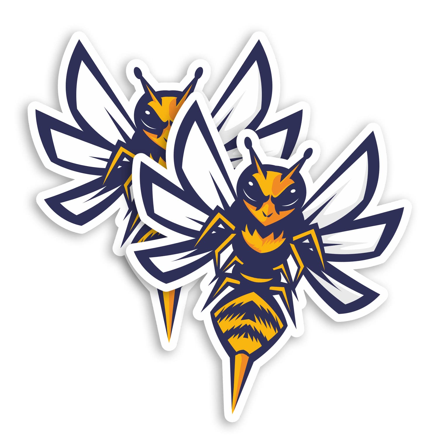 Dv Design Multi 2 X 10Cm Angry Wasp Vinyl Stickers - Hornet Bee Cartoon Sticker #70595