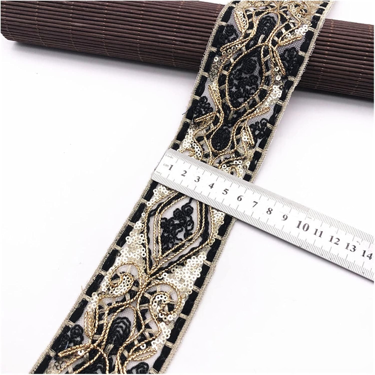 Dressmaking Frilled Trim, 3 Yards Sequin Lace Trims Floral Ribbon Bridal Embroidery Sewing Material for Dress Decoration(G)
