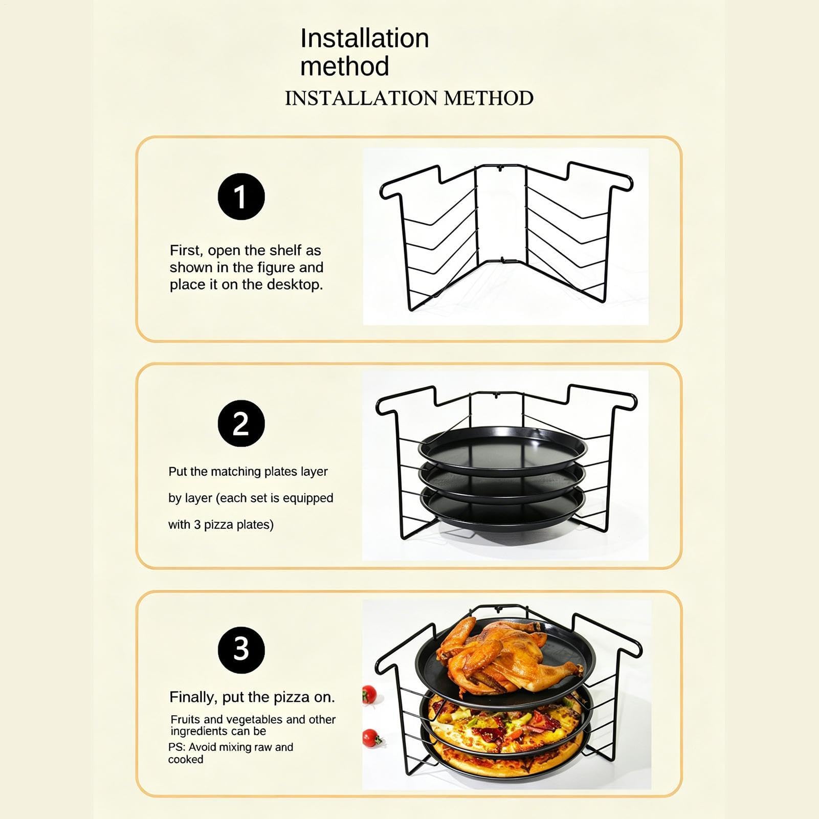 Set con bandejas para hornear pizza Soporte plegable resistente y estable | Rejilla para hornear pizza Para en Restaurantes Hogar Cocina Pan Panaderos Principiantes Profesionales