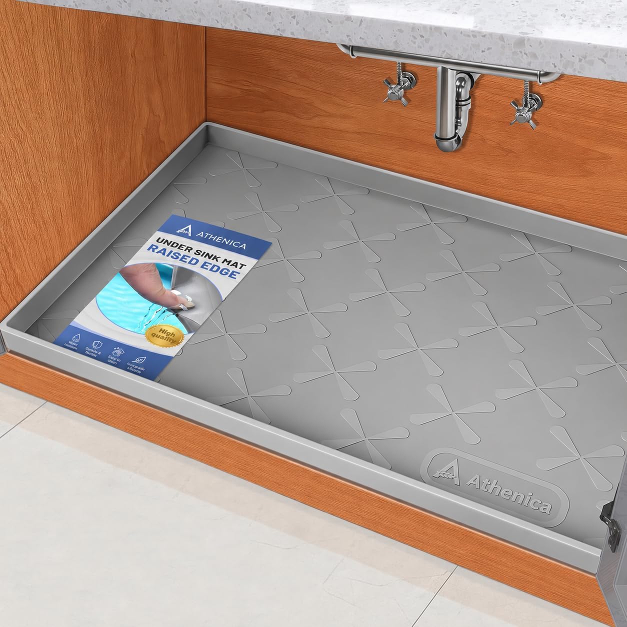 Under Sink Silicone Protection Mat for Cabinets 34in x 22in