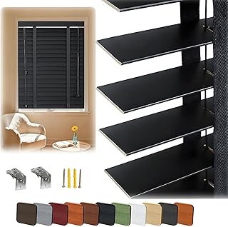 Blackout Wood Blinds for Indoor Windows, 2" Slats Privacy Wooden Blinds, 26" 36" 48" 60" 72" Cordless Horizontal Window Blinds Shades for Living Room, Bedroom, Home, Kitchen Venetian Blinds