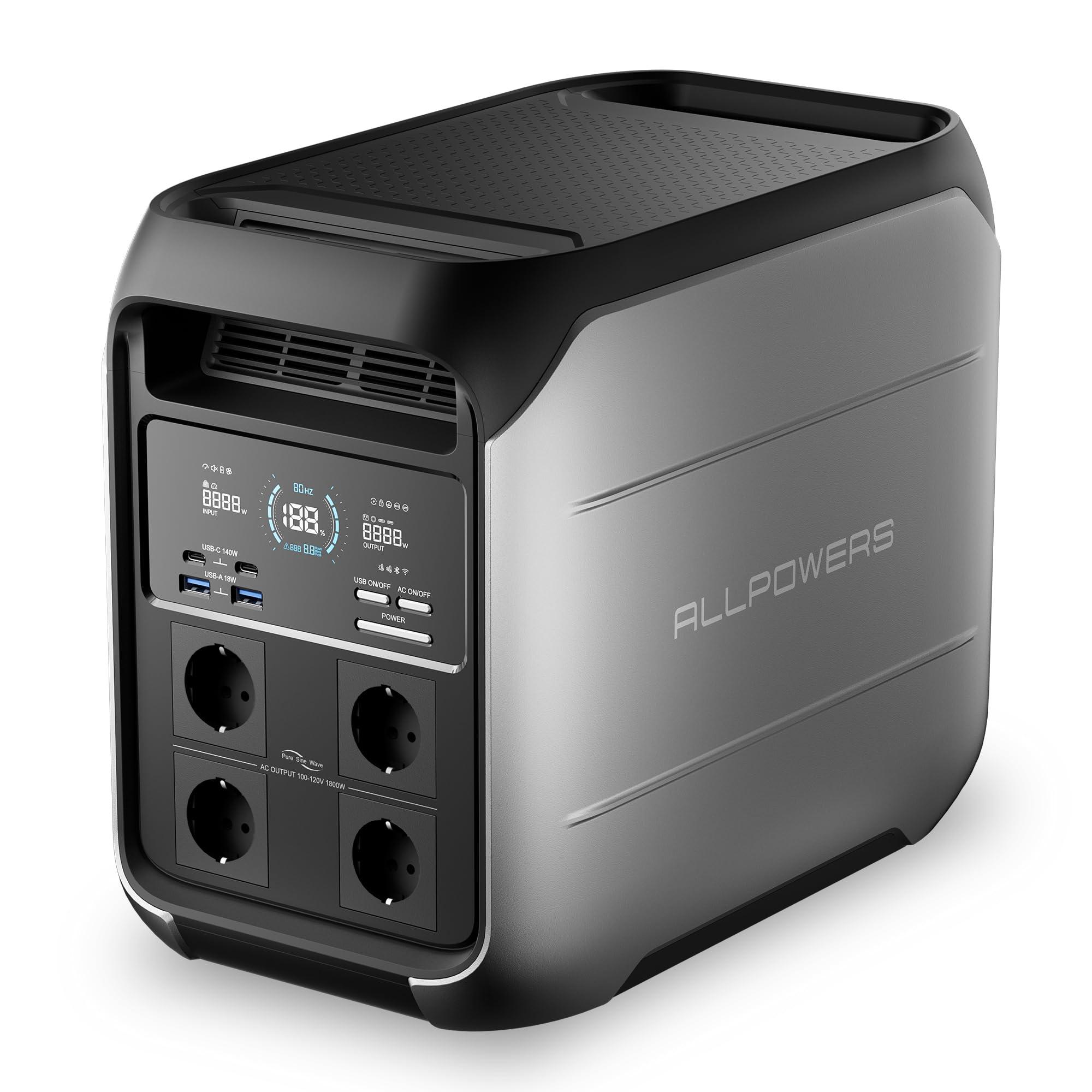 ALLPOWERS VOLIX P1800 Centrale Elettrica Portatile, LFP Batteria da 1024Wh | 4 Uscite CA 1800W (3600W Picco), 140W USB-C Stazione di Energia Portatile Alimentazione per campeggio Interruzioni Backup UPS
