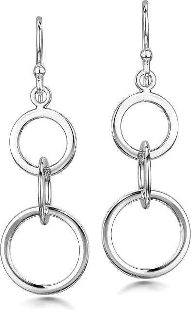 Amberta Women's 925 Sterling Silver Geometrical Drop Earrings