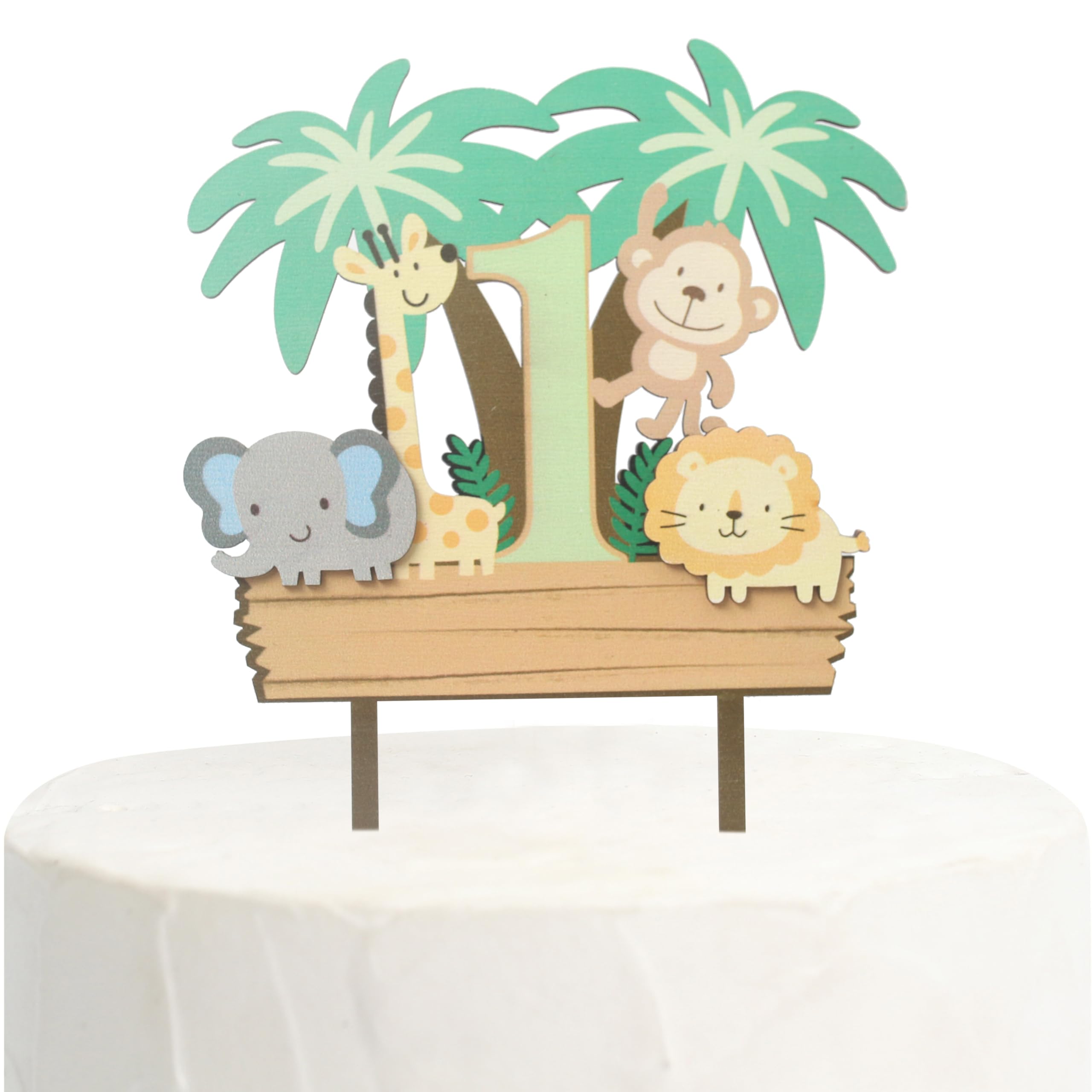Wild One First Birthday Cake Topper, Wooden Cake Decoration, Animal Theme 1st Birthday Jungle Safari Cake Topper, Baby's First Birthday Cake Photo