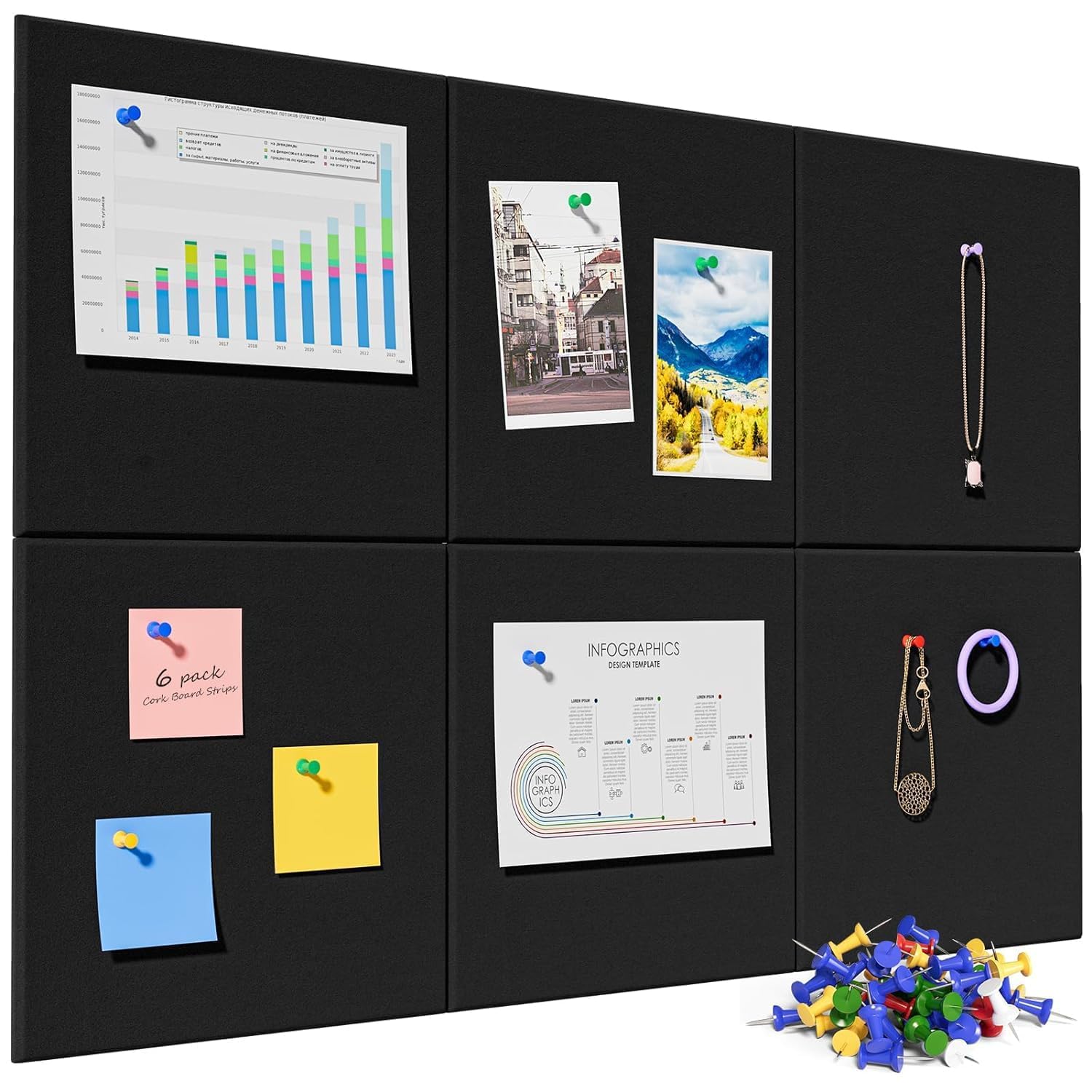 Axmon® Notice Board for Office with Pins 2 Pcs Bulletin Board| Vision Board for Manifestation| Self-Adhesive Wall Boards| Message Board for Notes| Keys|Photos|Schedules for Office|Kitchen|Home-image-27
