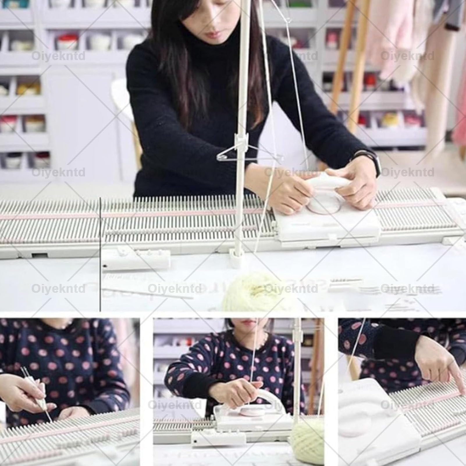 Strickmaschine für Erwachsene, 6,5 mm Nadelstärke, 150 Maschen, Kunststoff-Webrahmen-Set für den Hausgebrauch, Handwebrahmen zum Stricken von Socken, Mützen, Schals und Pullovern