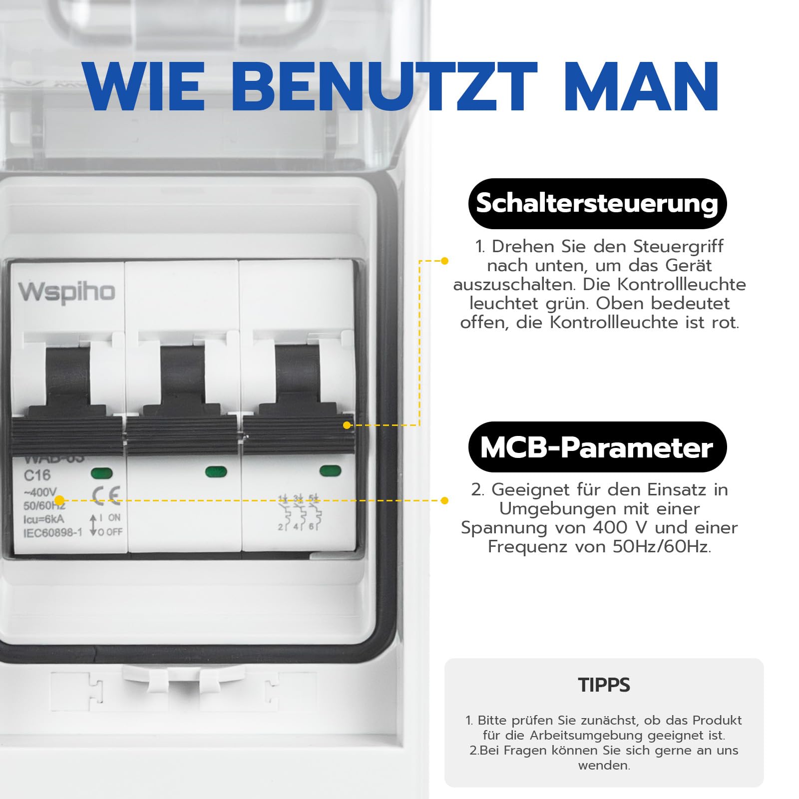 adattatore CEE da 32 A a 16 A, 230 V con interruttore di protezione, IP44, connettore e accoppiatore a 5 pin con cavo di prolunga CEE da 2,5 mm²