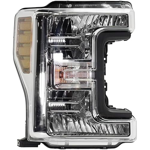 For Ford F-250/F-350 Super Duty 2018 2019 2020 2021 Headlight Assembly Passenger Side | Dark Orange Reflector | Halogen | CAPA | Replacement For FO2503378, FO2503378C | JC3Z13008J