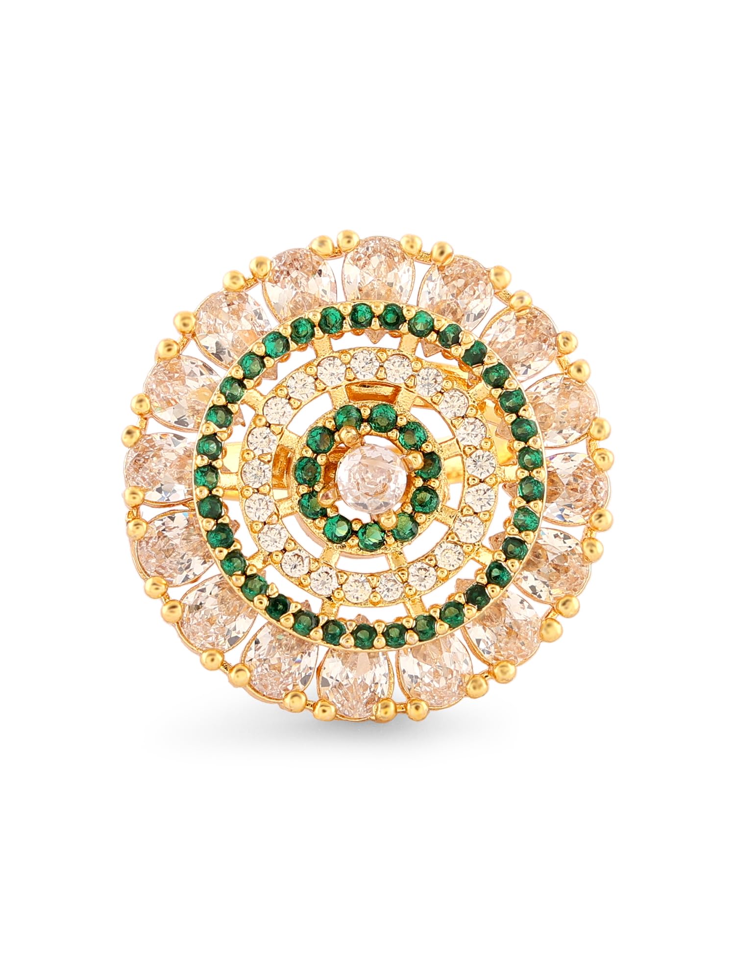 ZAVERI PEARLS Green Dazzling Cubic Zirconia Party Bling Statement Brass Adjustable Finger Ring For Women-ZPFK17110 (B0CPXW2QFK) Amazon Price History, Amazon Price Tracker