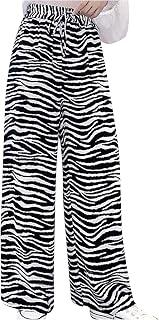 Pantalones de salón para mujer, a rayas, sueltos, de pierna ancha, elásticos, de cintura alta, pierna recta con cordón de ajuste, pantalones de ropa de casa para mujer